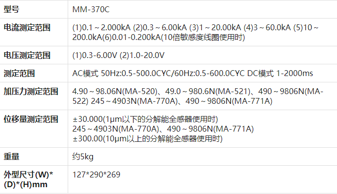 日本米亚基精密电阻焊测试仪mm-370c进口