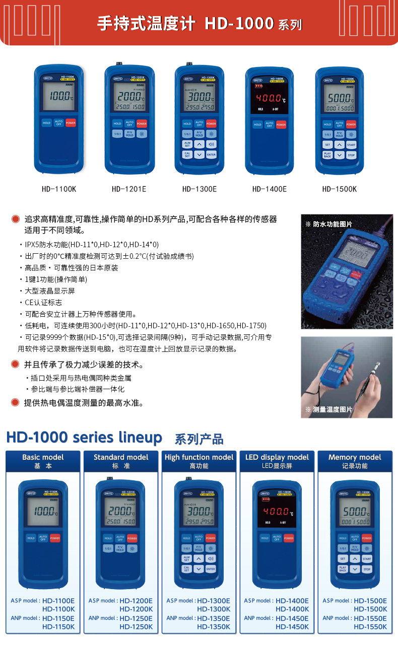 日本anritsu安立便携式进口温度计主机1200k/1200e